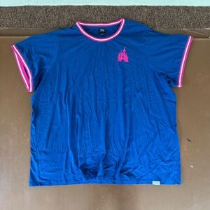 Disney Her Universe blue and pink castle tshirt. Womens 3X